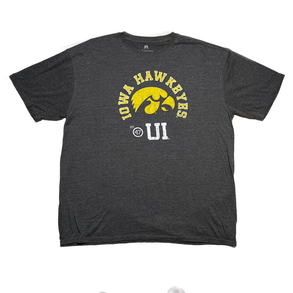 J. America Vintage Iowa Hawkeyes UI 47 T-Shirt Gray Men's XXL College Sports